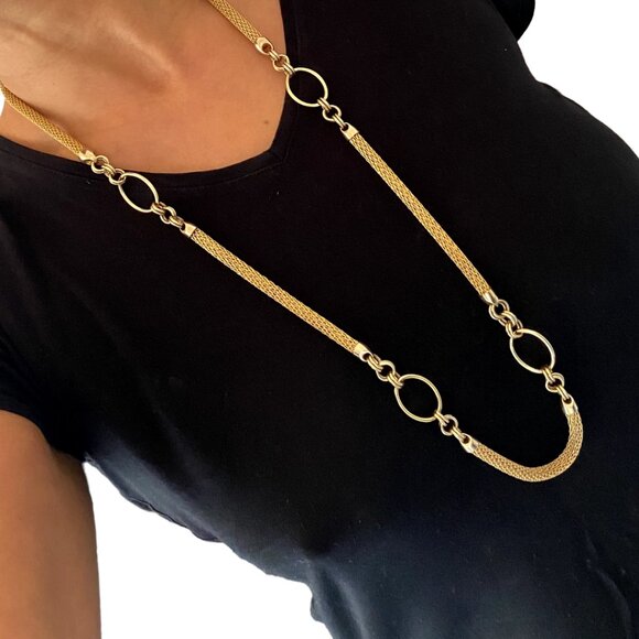 Vintage Gold Tone Slinky Mesh Chain Necklace, Nouvelle Bijoux (Made in Italy) - Picture 6 of 6